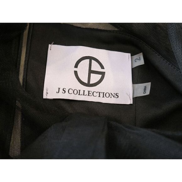 JS COLLECTION Women's Black Short Sleeve Illusion Neckline Sheath Dress 2 - Picture 12 of 12